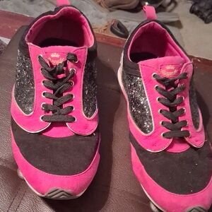 Juicy Couture Pink and Black Glitter Kids Sneakers